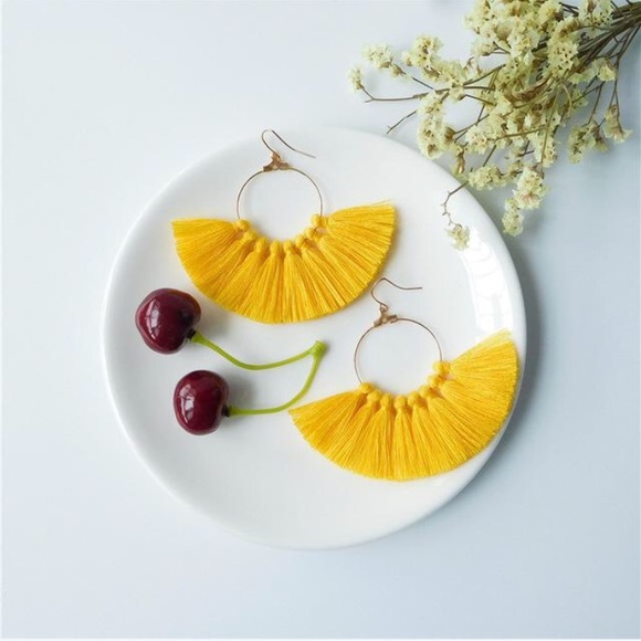 Southern Gypsy Charm Jewelry - 🆕 YELLOW TASSEL CIRCLE EARRINGS
